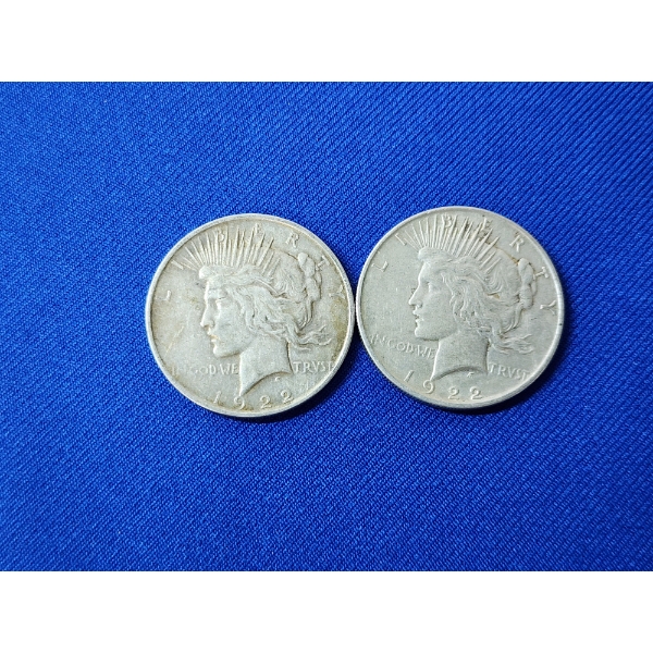 x2 Silver Peace Dollars - 1922-D & 1922 