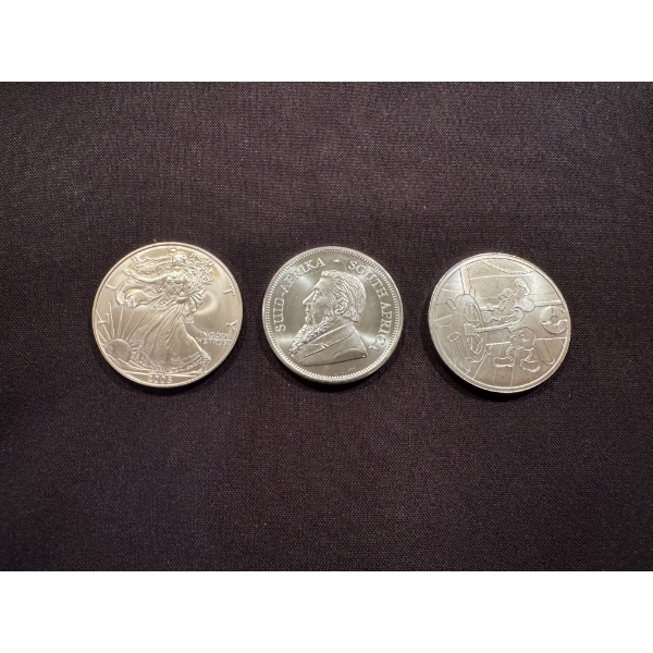 3 - .999 Fine Silver Troy Ounce Coins - All 3 Mint Condition