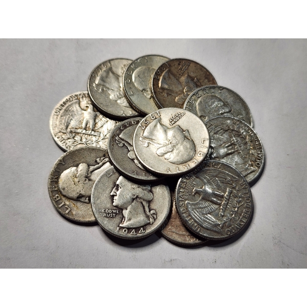 $3 Face Value in Assorted 90% Silver Washington Quarters 