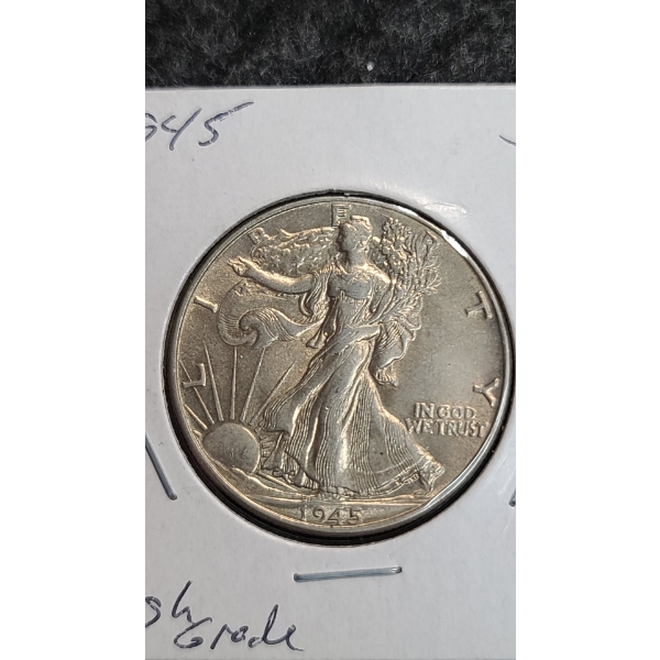 1945 Walking Liberty Silver Half Dollar