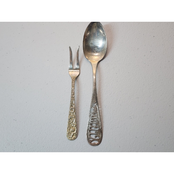 Sterling Silver: Steiff "Rose" Lemon Fork & Decorative Collectible Spoon TW: 33.5g