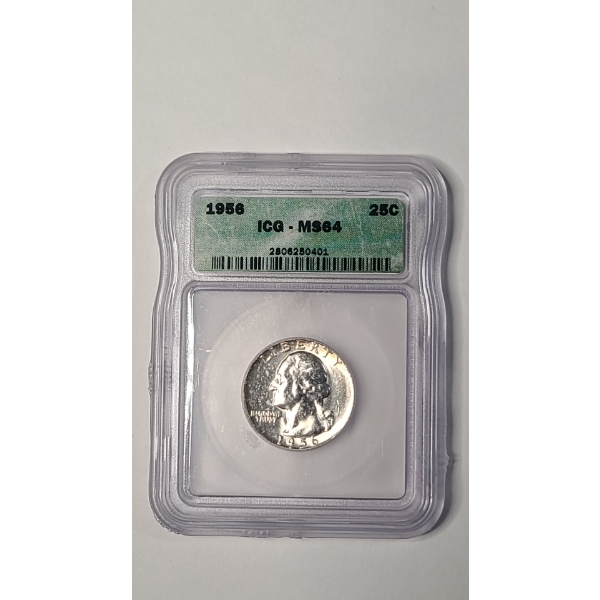 ICG 1956 MS64 United States Washington 90% Silver Quarter