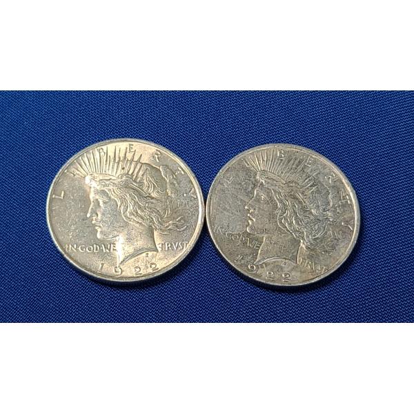 1922 & 1922 90% Silver Peace Dollars