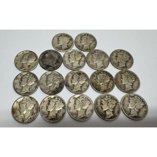 United States Mercury Dimes Assorted Dates Face Value $1.70- Beautiful Condition!