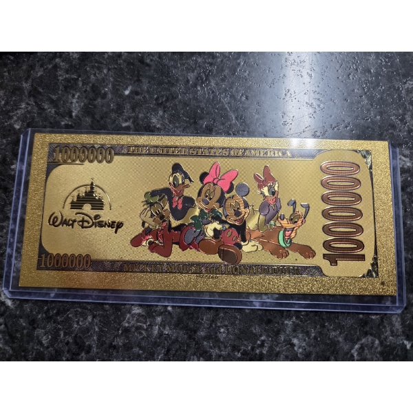 Rare Disney Pluto Gold Foil .999999 24k Note