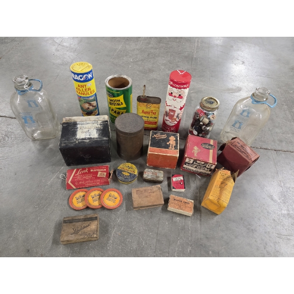 Vintage Glass Milk Bottles, Tins, & Packaging Collection 