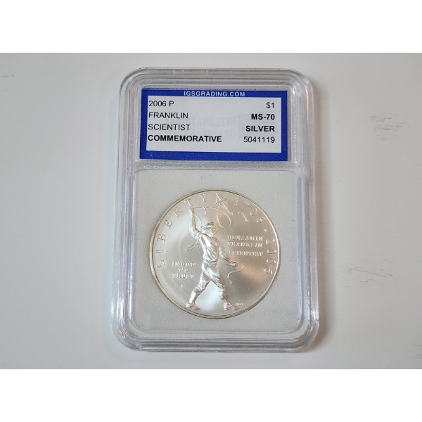 IGS GRADED MS70 2006-P Franklin Scientist Commemorative SILVER Coin
