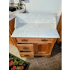 Image 1 : Nice Conditon Marble Topped Wood Cupboard W Drawers 30"x37"