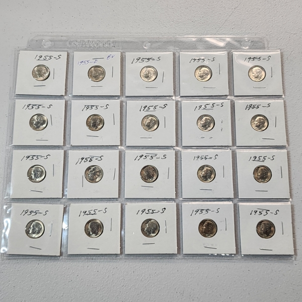 $2.00 Face Value of 1955-S/D 90% Silver Roosevelt Dimes