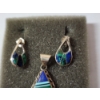 Image 2 : Sterling Silver Southwestern-Style Inlay Pendant & Earrings TW: 4.4g