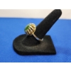Image 2 : 14K Gold Ring with Large Jade-Colored Stone - Size 7.5 - 5.7g