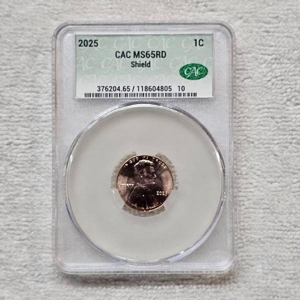 2025 CAC MS65RD Shield Lincoln Cent