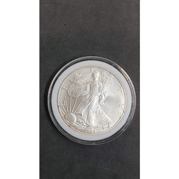  2004 American Silver Eagle 1 Oz .999 Fine Silver Coin In Coin Capsule