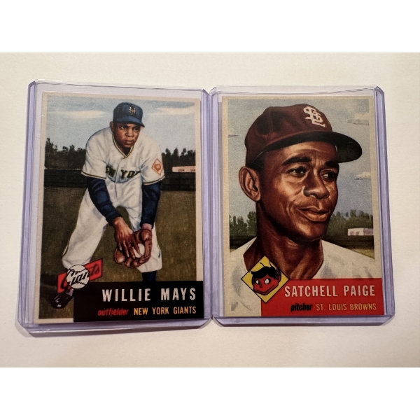 Willie Mays & Satchell Paige Archive Classics Baseball Cards In Protective Holders - Mint