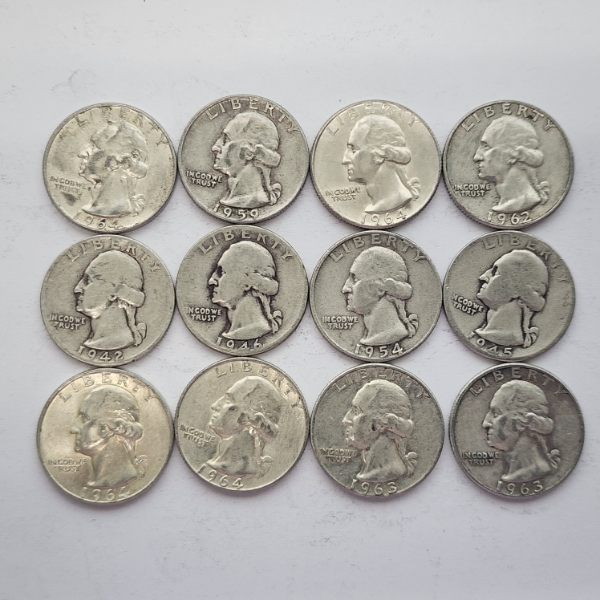 $3.00 Face Value of Assorted Years U.S. Washington 90% Silver Quarters