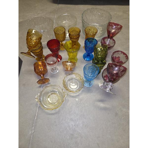 *Pick Up At Mantua Home-No Shipping Available* Vintage Collectable Colored Glass Goblets & Crystal S