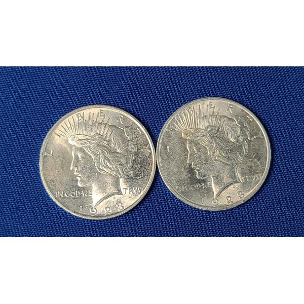 (2) 1923 90% Silver Peace Dollars