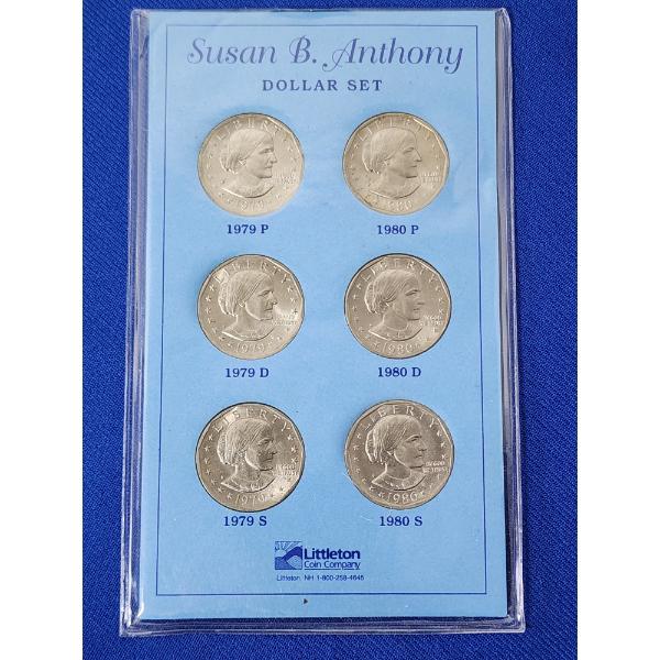 1979-1980 P, D, S Mints Susan B. Anthony Uncirculated 6-Coin Set