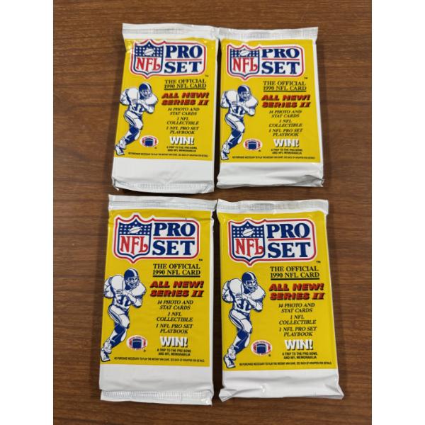 4 - Unopened 1990 Pro Set II Wax Packs of Football Cards - 14 Cards Per Pack
