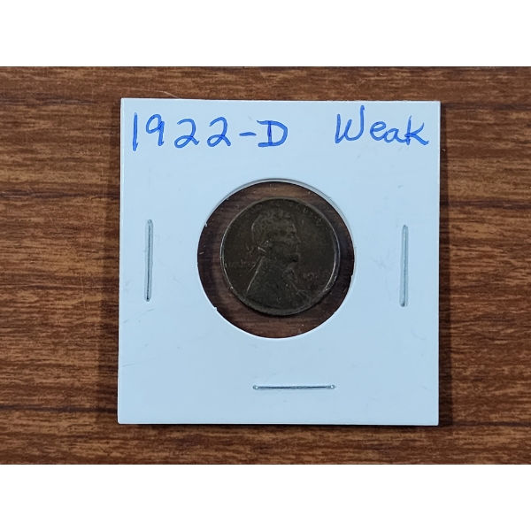 1922-D United States Wheat Penny ~ WEAK STAMP