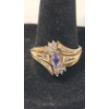 Image 2 : Women's Vintage 10K Yellow Gold Marquise-Cut Tourmaline Ring With Diamonds - Size 10 - Weight: 4.1g