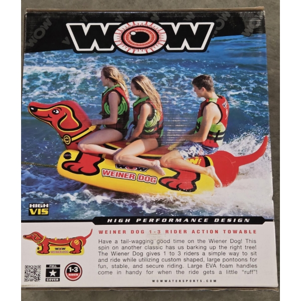 WOW Towable Weiner Dog 1-3 Riders, 680 Max Lbs. New In Box! Retails For $185.00!