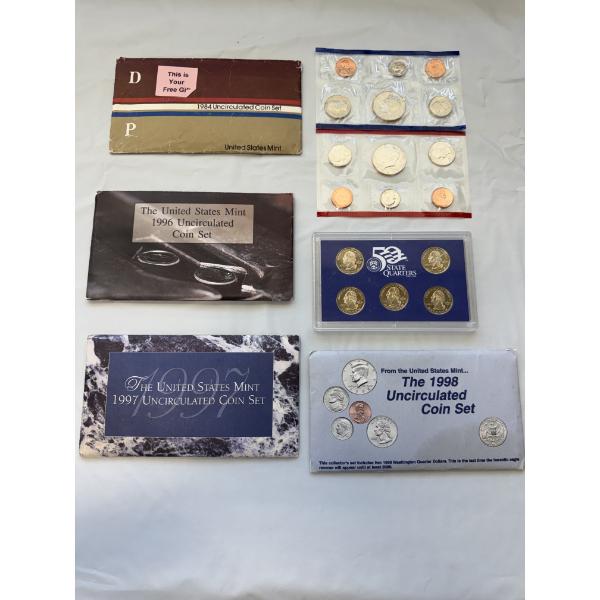 Six Assorted United States Coin Sets - Good Condition