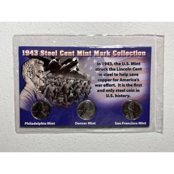 1943 Steel Cent Mint Mark Collection 