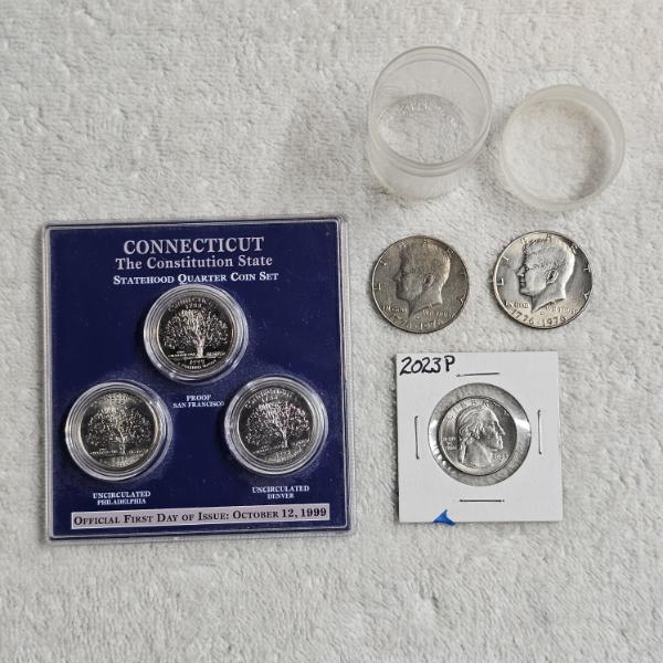 1999 Connecticut Statehood Quarter Coin Set, 1776-1976 Half Dollars, And 2023-P Jovita Idar Quarter