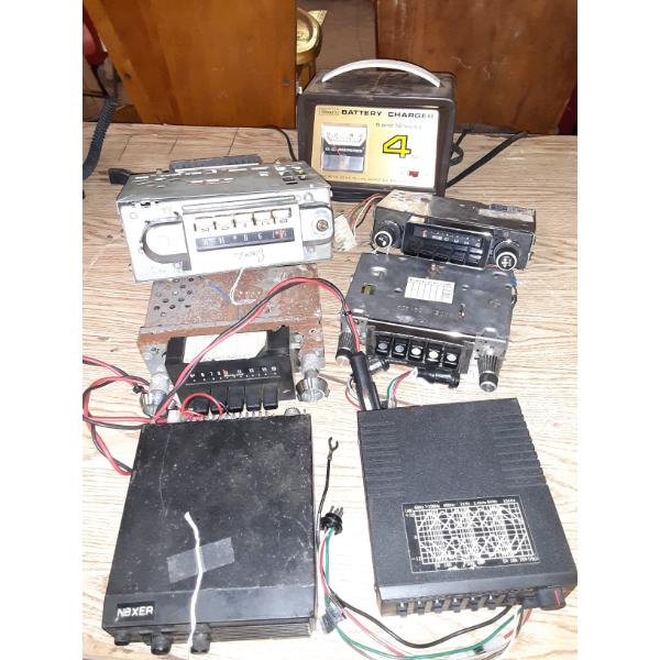 Lot Of Car Radios & Battery Charger  As Shown - See Pics