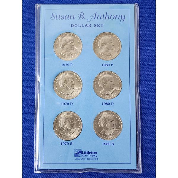 1979-1980 P, D, S Mints Susan B. Anthony Uncirculated 6-Coin Set