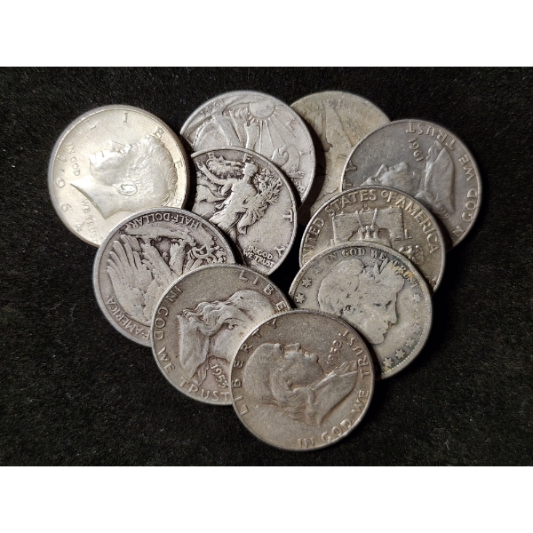 $5 Face Value in Assorted 90% Silver Half Dollars 