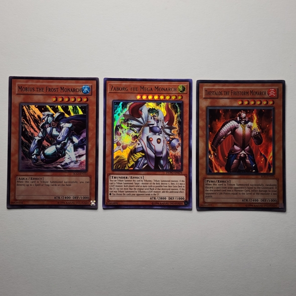 Three Assorted Monarch Holo Rare Yu-Gi-Oh Trading Cards ~ NM 