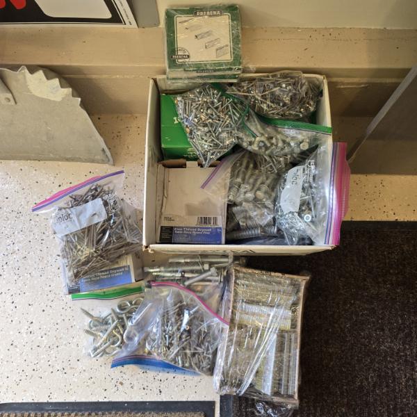 Box of Nails, Screws, Staples and More