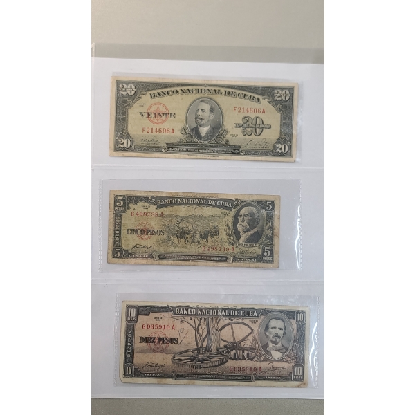 Assorted Denomination 1940's & 1950's Cuban Bank Notes 