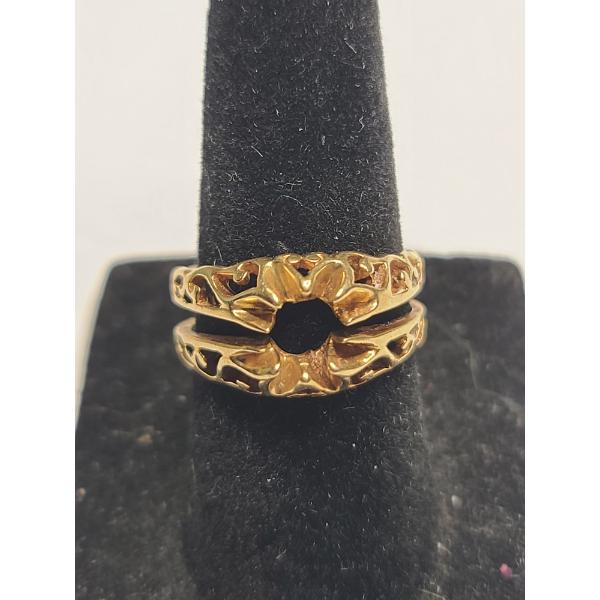 14K Yellow Gold Openwork Filigree Design Rng Enhancer Guard - Size 6 - Weight: 4.5g