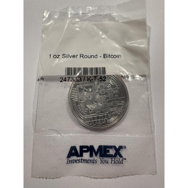 Original APMEX 1 Troy Oz .999 Fine Silver Bitcoin Coin - In Original Packaging - Mint Condition