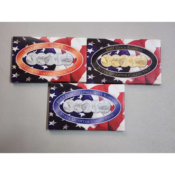 (3) State Quarter Collection Sets: 2007 Denver/Gold/Philadelphia 