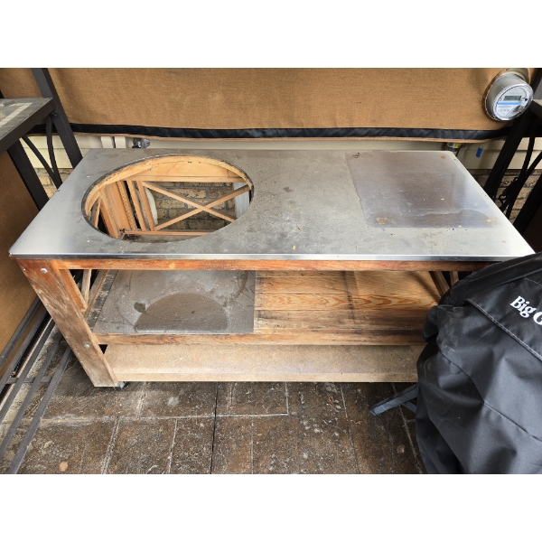 Food Prep Bench with Hole For Large Big Green Egg (not the one listed) on Casters - 56x25.5x32 - 21"