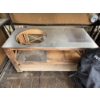 Image 1 : Food Prep Bench with Hole For Large Big Green Egg (not the one listed) on Casters - 56x25.5x32 - 21"