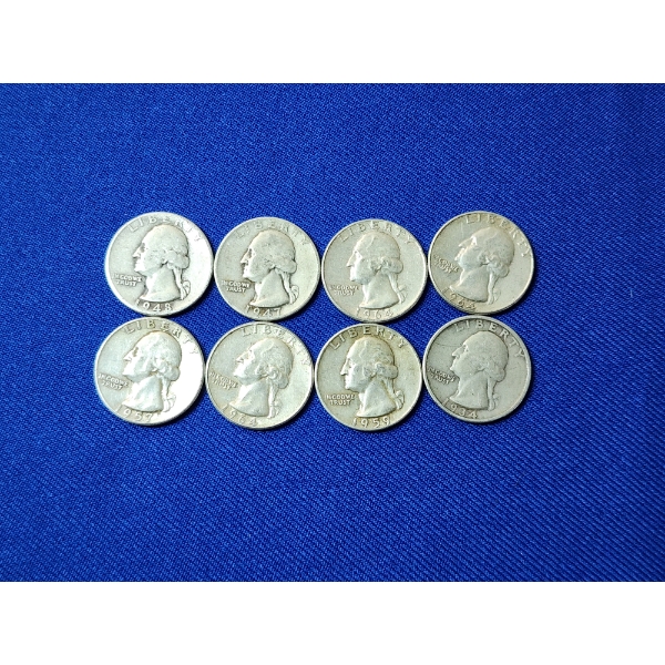 Assorted Years Silver Washington Quarters Face Value $2.00
