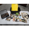 Image 1 : Lot of Assorted Tools, Parts, Sandpaper, Toolbox, and Small Storage Bin