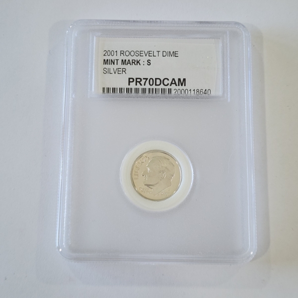 2001-S Roosevelt SILVER Dime PCC Graded PR70DCAM