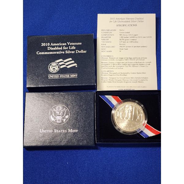 2012 American Veterans Disabled For Life Commemorative Siver Dollar - 90% Silver