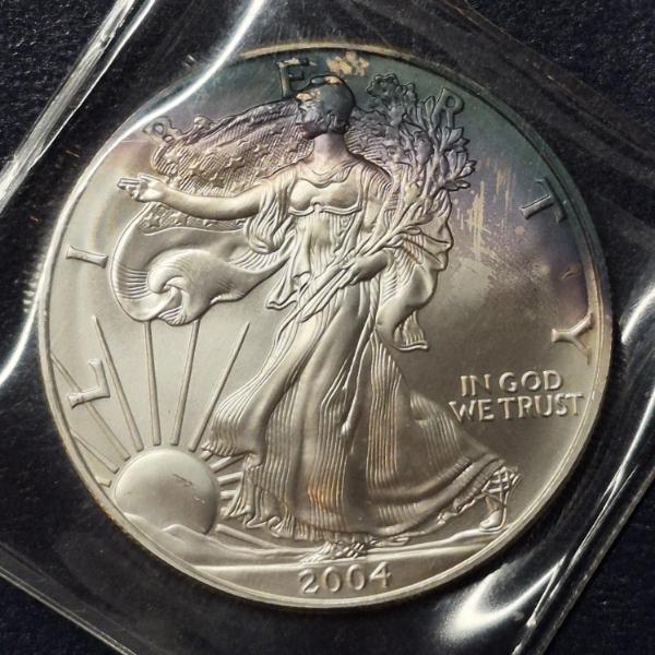 2004 United States Silver .999 1 Oz Eagle - Some Toning
