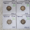 Image 5 : Lot of 9 Assorted Years U.S. 90% SILVER Mercury Dimes - Face Value: $0.90