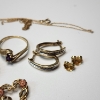 Image 4 : Lot of 10K Gold Jewelry Items: Pendants, Rings, Earrings, Chain - TW: 9.9g