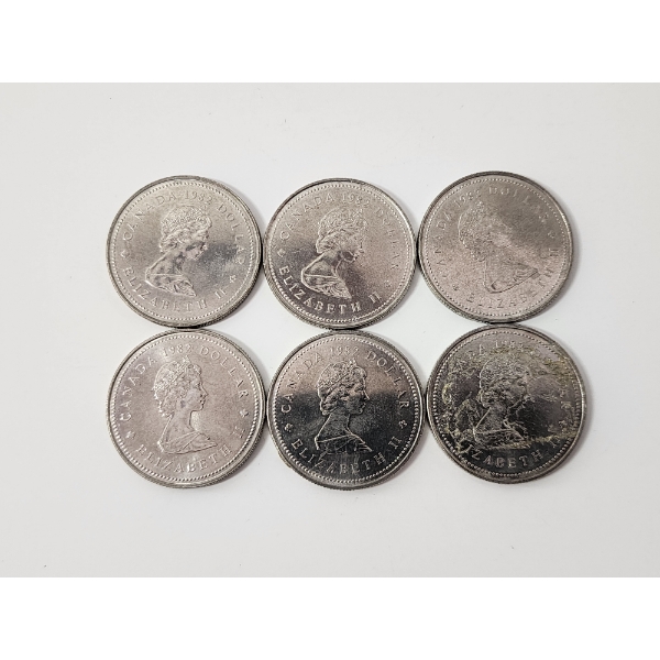 x6 1982 Canadian Commemorative Dollar Coins