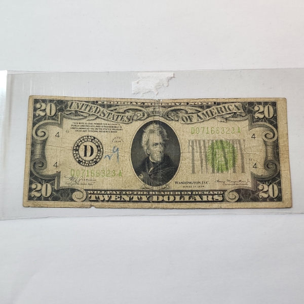 United States Series 1934 $20 Federal Reserve Note 
