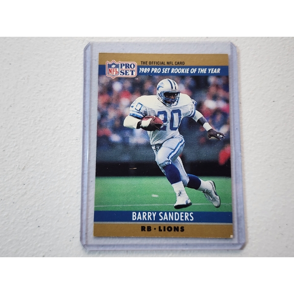 1990 NFL Pro Set Barry Sanders Rookie of the Year Card - in Protective Holder
